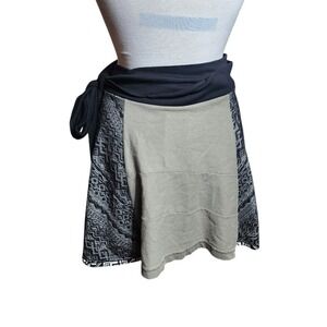 Tease Recyclewear Colorblock Wrap Skirt Patterned Knit Mini Portland Made OS
